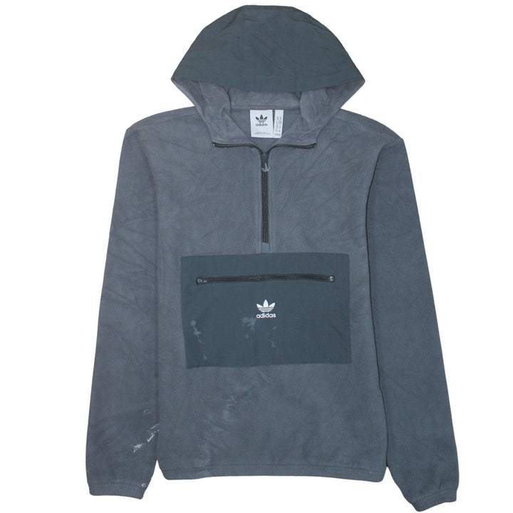 Adidas Mens Grey XS Pullover Fleece 1/2 Zip Hoodie
