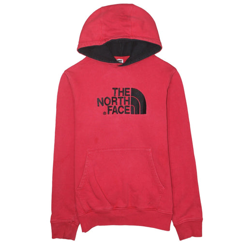 The North Face Men's Red Pullover Hoodie L Logo Print Outdoor Cotton