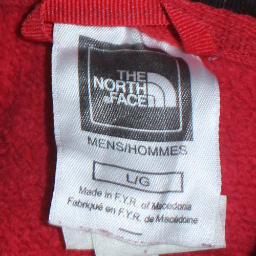 The North Face Men's Red Pullover Hoodie L Logo Print Outdoor Cotton