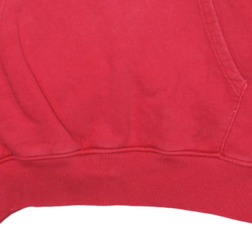 The North Face Men's Red Pullover Hoodie L Logo Print Outdoor Cotton