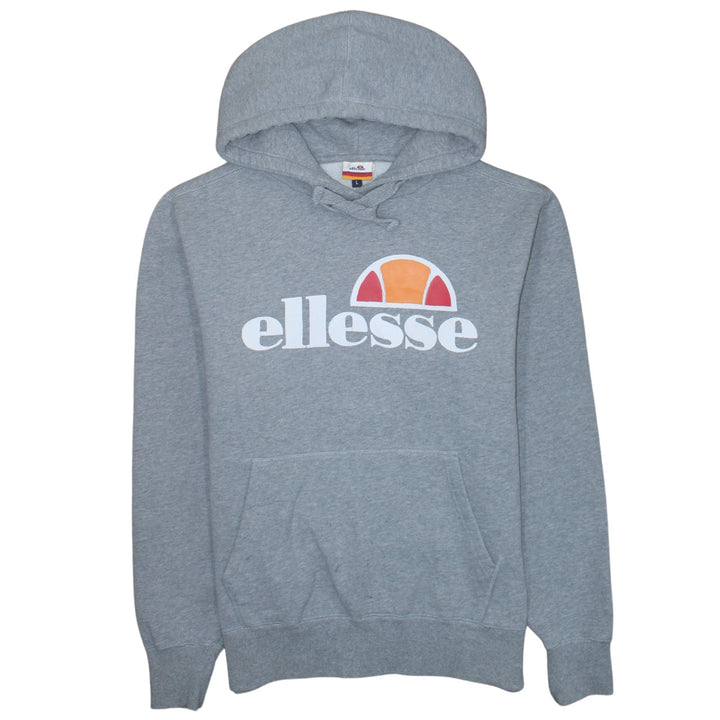 Ellesse Men's Grey Pullover Hoodie L Logo Fleece Sweatshirt