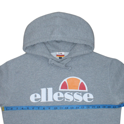 Ellesse Men's Grey Pullover Hoodie L Logo Fleece Sweatshirt