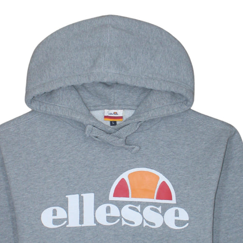 Ellesse Men's Grey Pullover Hoodie L Logo Fleece Sweatshirt