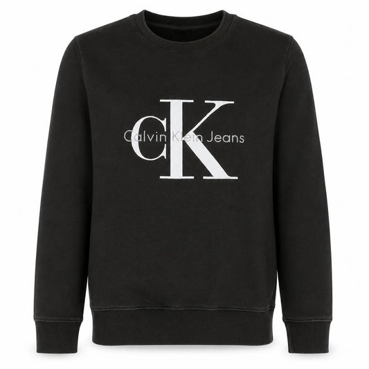 Front view of Calvin Klein Jeans Men's Black XS Pullover Logo Sweatshirt