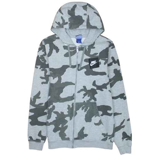 Nike Men's Grey Camo Full Zip Hoodie Small