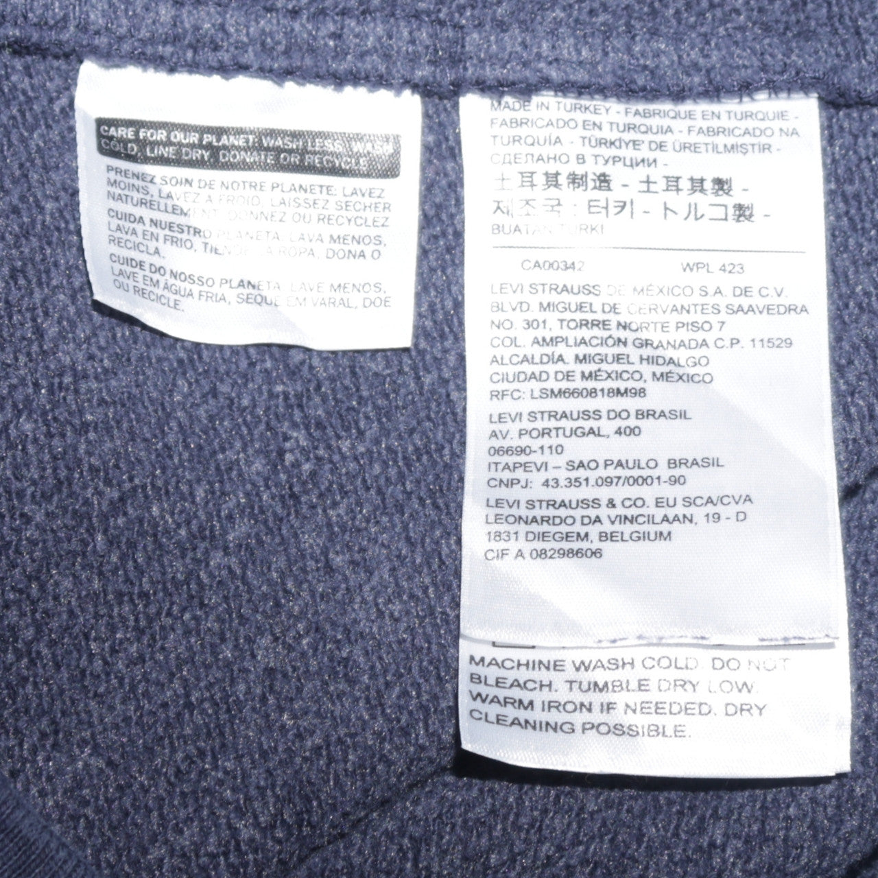 Levi's Men's Blue Pullover Hoodie M Logo Fleece Sweatshirt