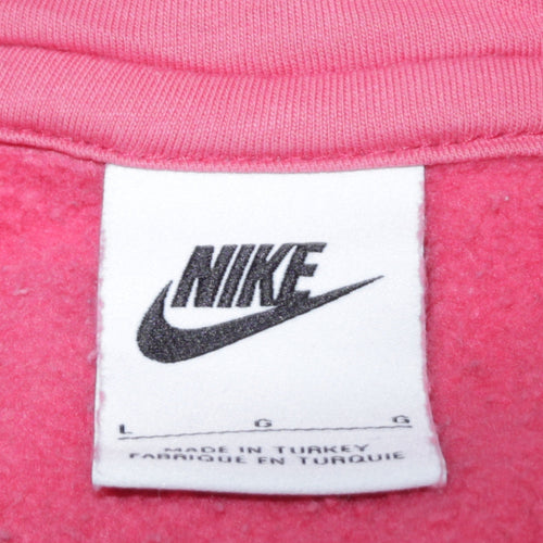 Nike Womens Pink Pullover Hoodie Size L Cotton Blend Casual Sweatshirt