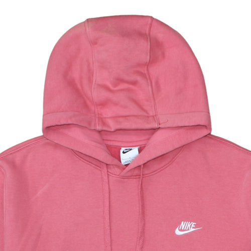 Nike Womens Pink Pullover Hoodie Size L Cotton Blend Casual Sweatshirt