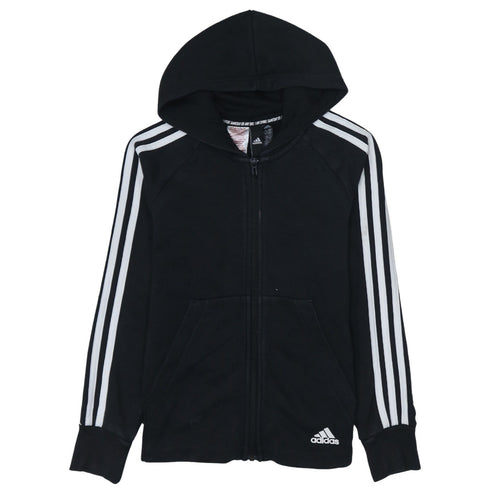 Adidas Boys Black Full Zip Hoodie 11-12 Years Sports Fleece Hooded Jacket