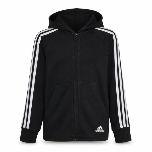 Front view of Adidas boys’ black full zip hoodie 11-12 years sports fleece hooded jacket