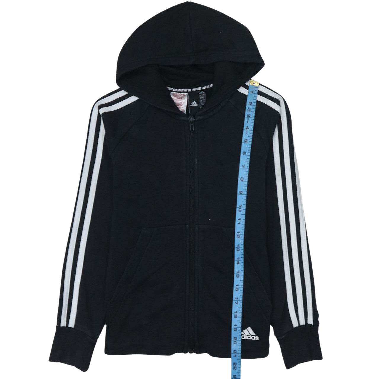 Adidas Boys Black Full Zip Hoodie 11-12 Years Sports Fleece Hooded Jacket