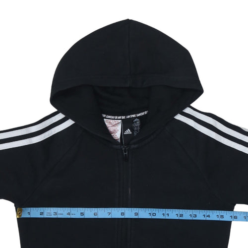 Adidas Boys Black Full Zip Hoodie 11-12 Years Sports Fleece Hooded Jacket