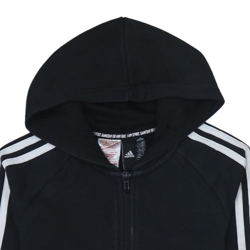 Adidas Boys Black Full Zip Hoodie 11-12 Years Sports Fleece Hooded Jacket