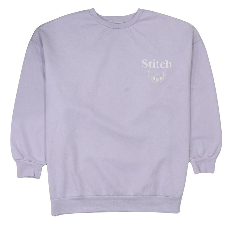 Disney Primark Women Lilac Stitch Sweatshirt L Cotton Blend