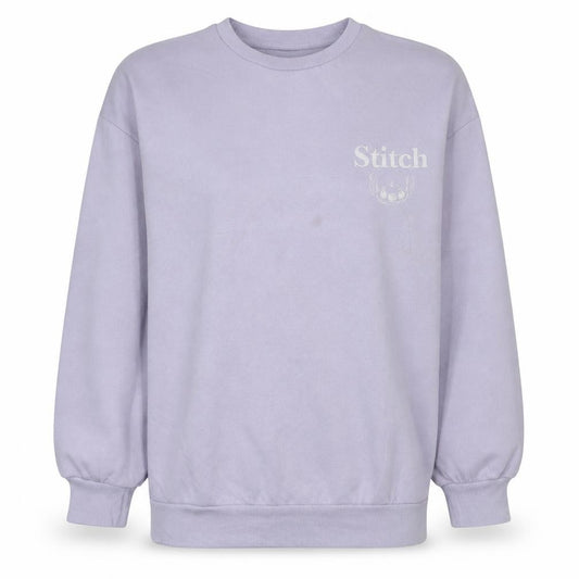 Front view of Disney Primark Women Lilac Stitch Sweatshirt L Cotton Blend