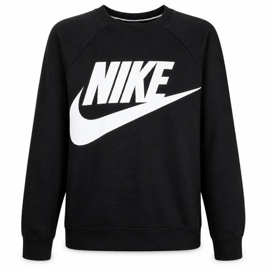 Front view of Nike Men's Black Small Pullover Crew Neck Graphic Sweatshirt