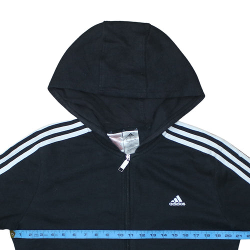 adidas Boys Black Full Zip Hoodie 16 Years Fleece Sports Sweatshirt