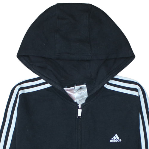 adidas Boys Black Full Zip Hoodie 16 Years Fleece Sports Sweatshirt