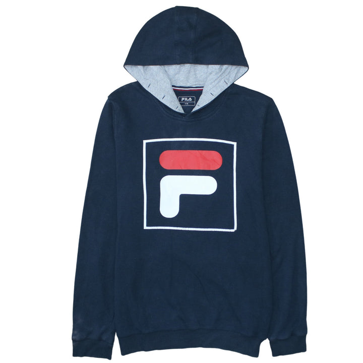 Fila Boys Blue Pullover Hoodie 176 Logo Graphic Cotton Blend Sweatshirt