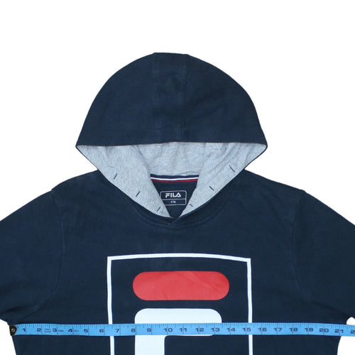 Fila Boys Blue Pullover Hoodie 176 Logo Graphic Cotton Blend Sweatshirt