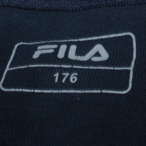 Fila Boys Blue Pullover Hoodie 176 Logo Graphic Cotton Blend Sweatshirt