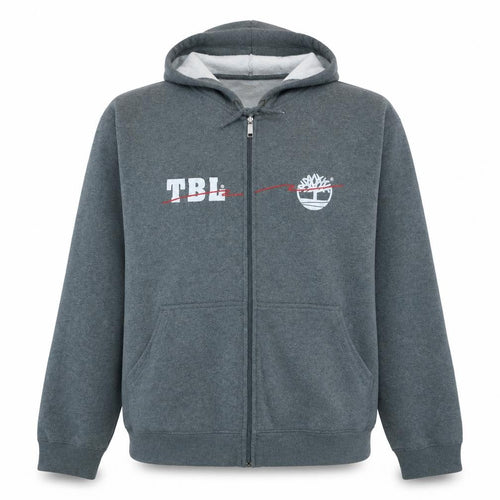 Timberland Men's Grey Full Zip Logo Hoodie XL Regular Fit