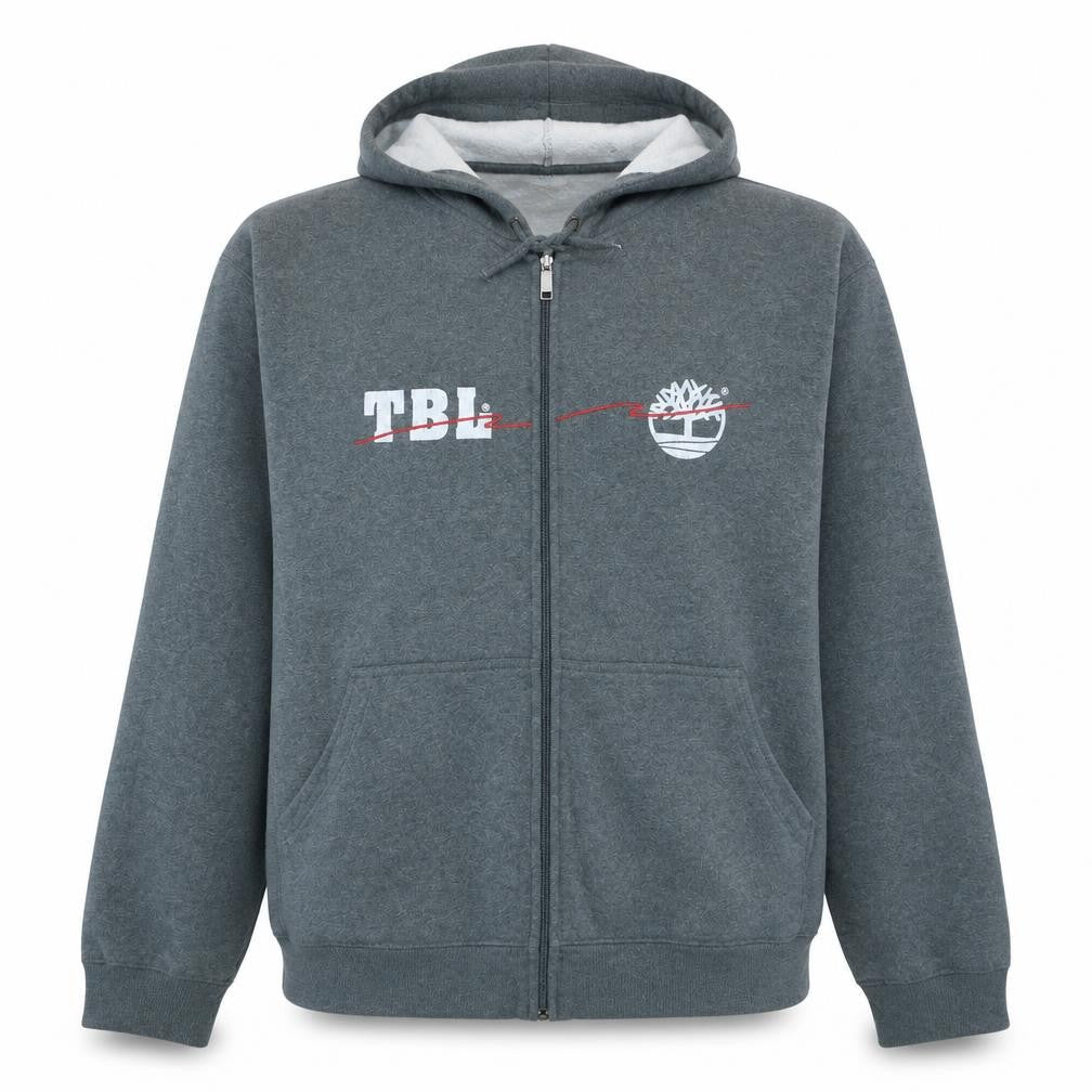 Timberland Men's Grey Full Zip Logo Hoodie XL Regular Fit