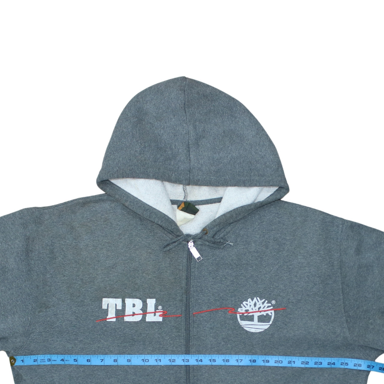 Timberland Men's Grey Full Zip Logo Hoodie XL Regular Fit