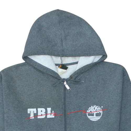 Timberland Men's Grey Full Zip Logo Hoodie XL Regular Fit