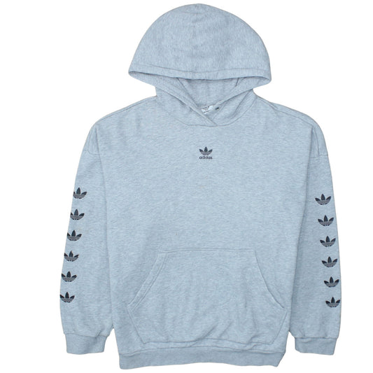 Adidas Womens Grey Hooded Pullover Hoodie Size 12 Logo Print