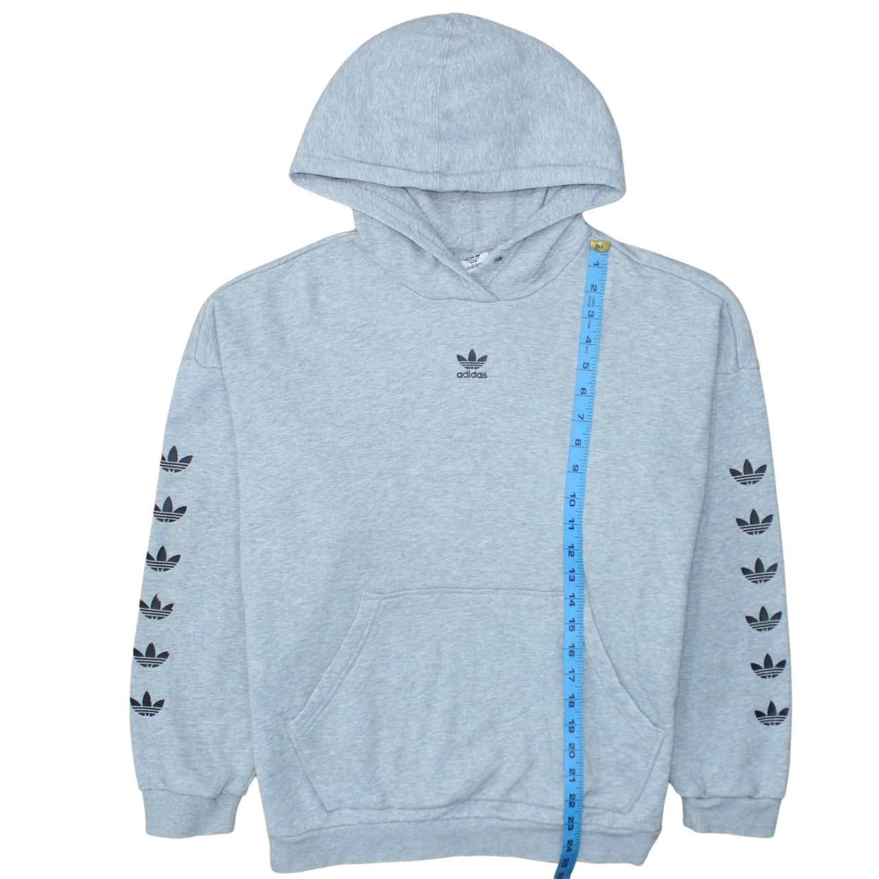 Adidas Womens Grey Hooded Pullover Hoodie Size 12 Logo Print