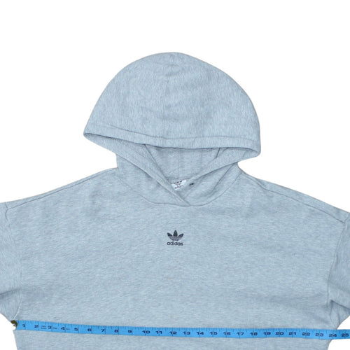 Adidas Womens Grey Hooded Pullover Hoodie Size 12 Logo Print