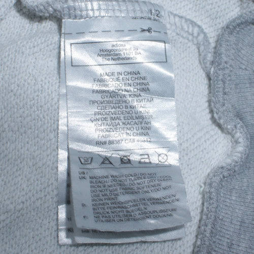 Adidas Womens Grey Hooded Pullover Hoodie Size 12 Logo Print