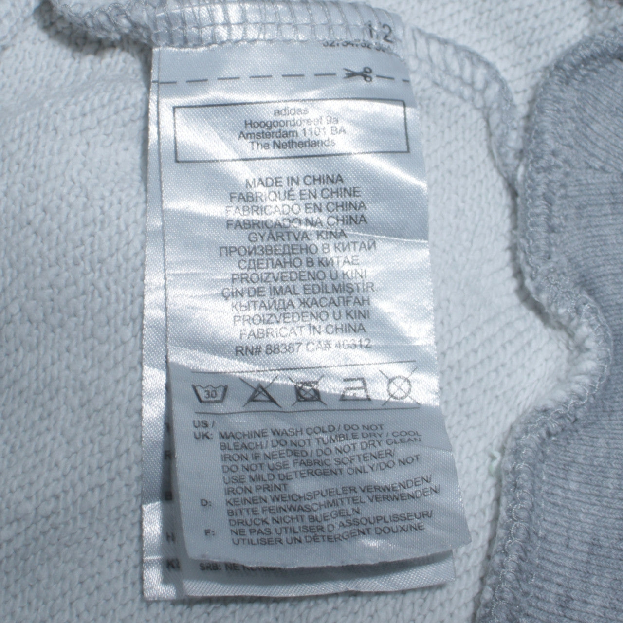 Adidas Womens Grey Hooded Pullover Hoodie Size 12 Logo Print