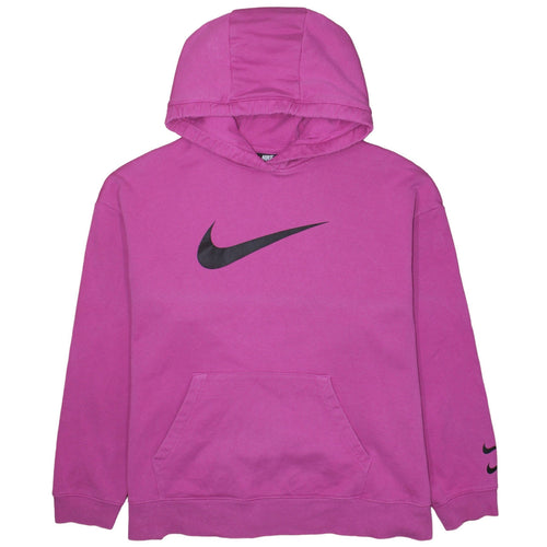 Nike Womens Pink Pullover Hoodie XL Cotton Blend Logo Casual Sweatshirt