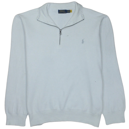 Polo Ralph Lauren Men's White 2XL 1/4 Zip Cotton Jumper