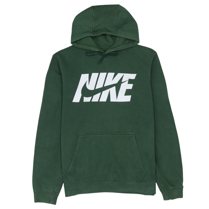 Nike Mens Green Pullover Hoodie M Graphic Logo Cotton Blend