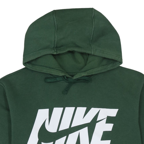 Nike Mens Green Pullover Hoodie M Graphic Logo Cotton Blend