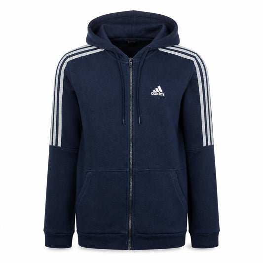 Front view of adidas Men's Blue XS Full Zip Hoodie Sweatshirt Regular Fit