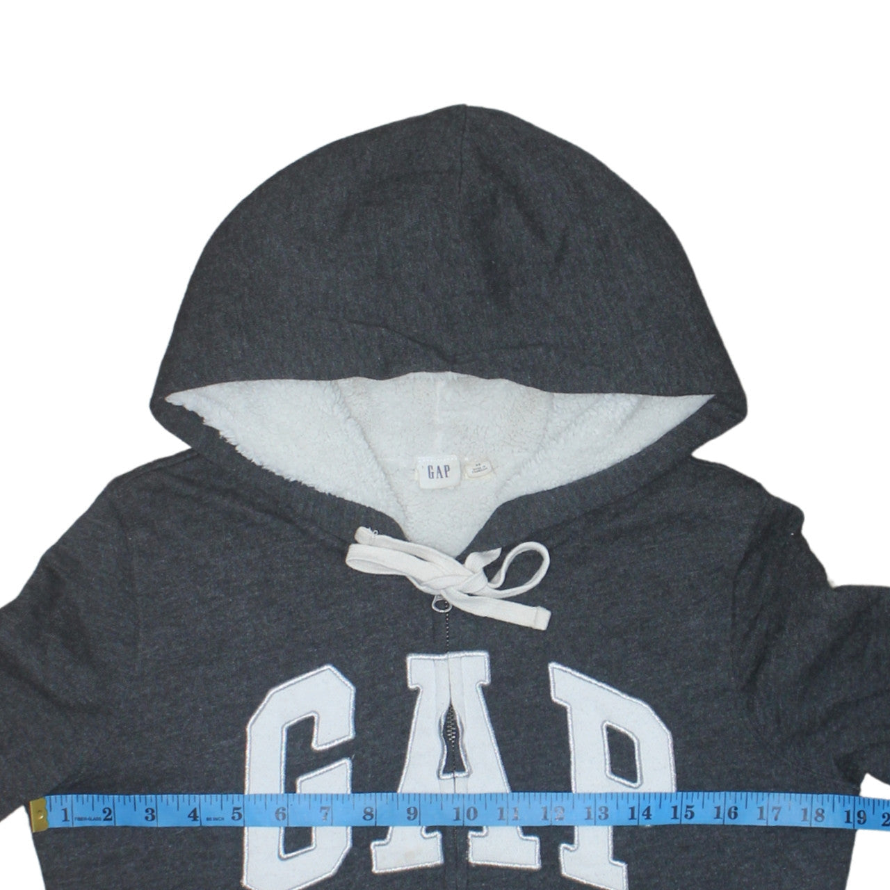 GAP Men’s Grey Full Zip Logo Hoodie XS Sherpa Lined Sweatshirt