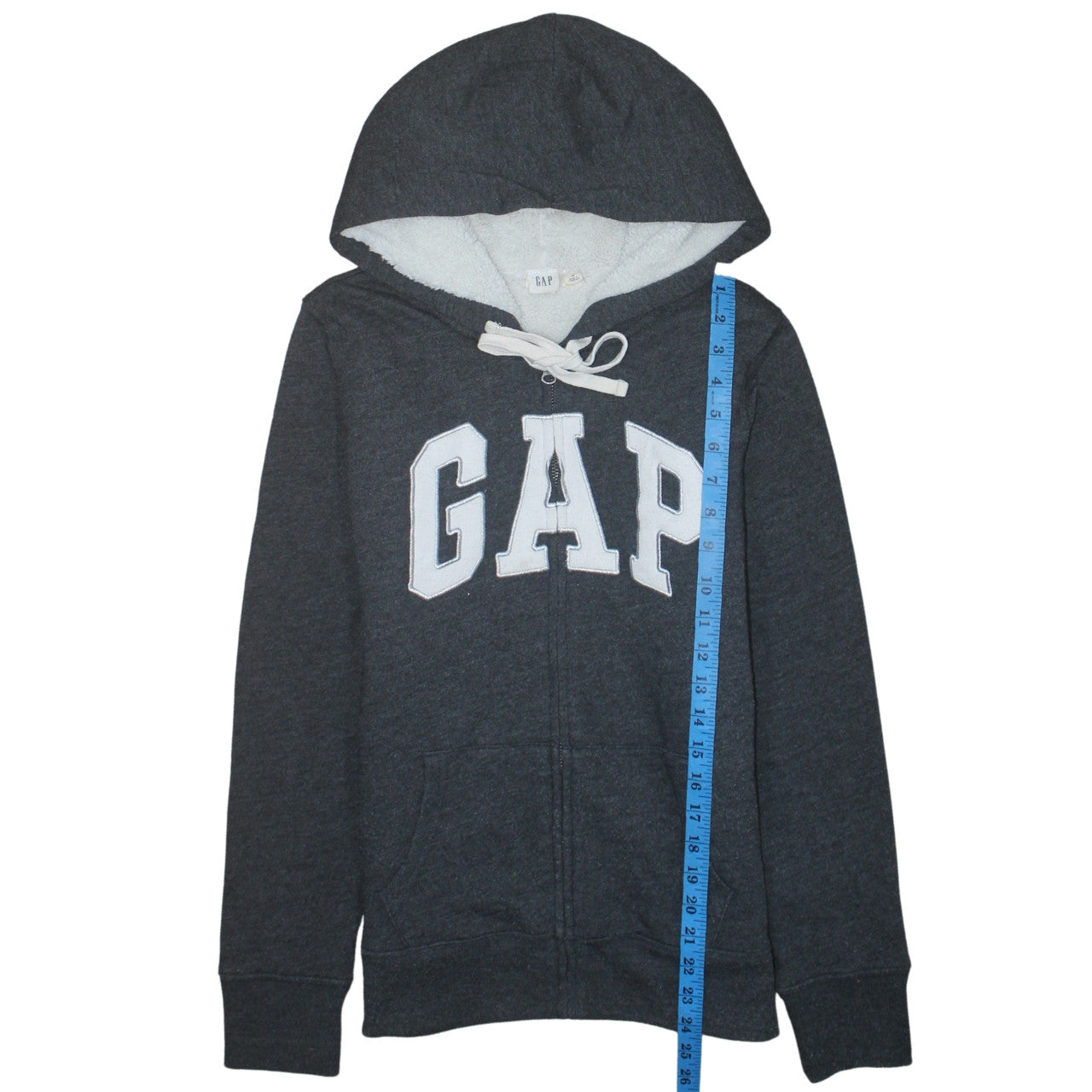 GAP Men’s Grey Full Zip Logo Hoodie XS Sherpa Lined Sweatshirt