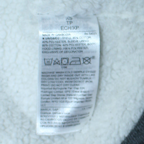 GAP Men’s Grey Full Zip Logo Hoodie XS Sherpa Lined Sweatshirt