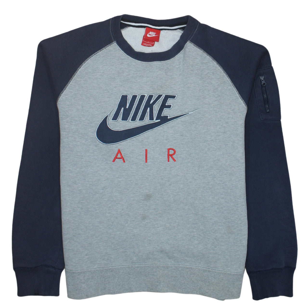 Nike Men Grey Pullover Sweatshirt L Crew Neck Logo Fleece Jumper