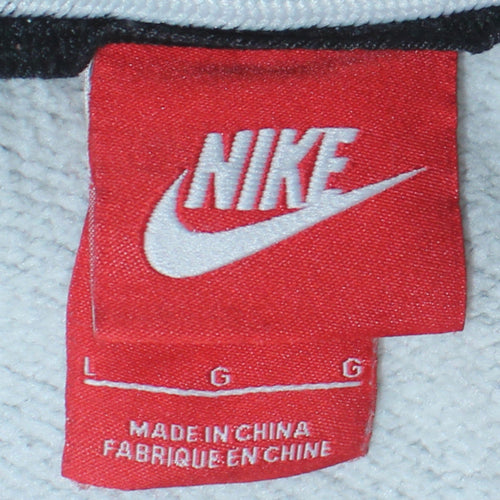 Nike Men Grey Pullover Sweatshirt L Crew Neck Logo Fleece Jumper