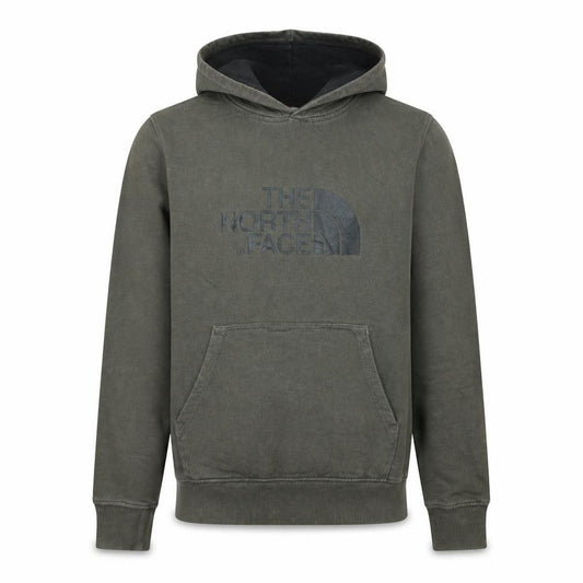 Front view of The North Face Men's Green Pullover Hoodie, size S, Outdoor Fleece