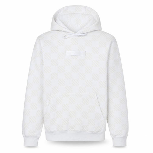 Front view of Nike Men's Beige Check Pullover Hoodie, size S