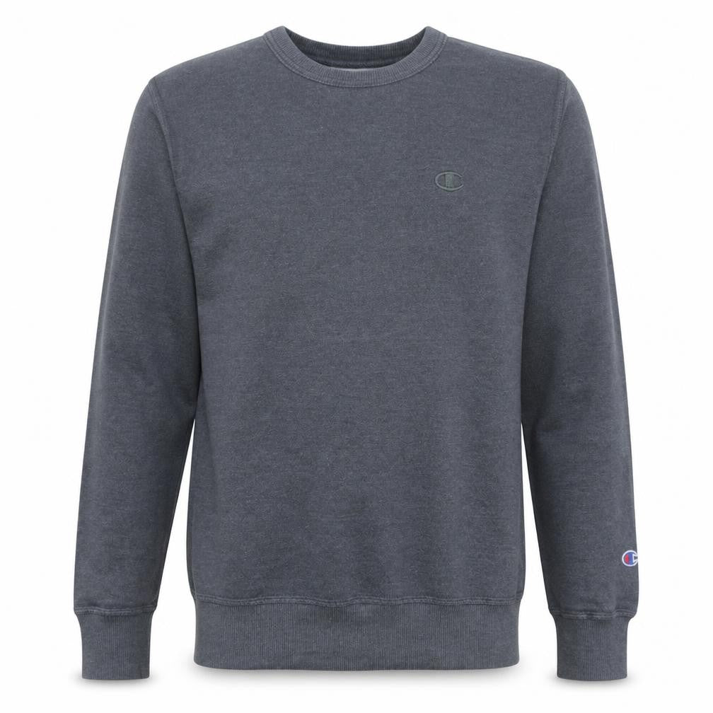 Front view of Champion Men's Grey Small Pullover Crew Neck Sweatshirt