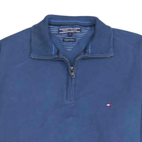 Tommy Hilfiger Men's Blue Cotton 1/2 Zip Jumper Size M
