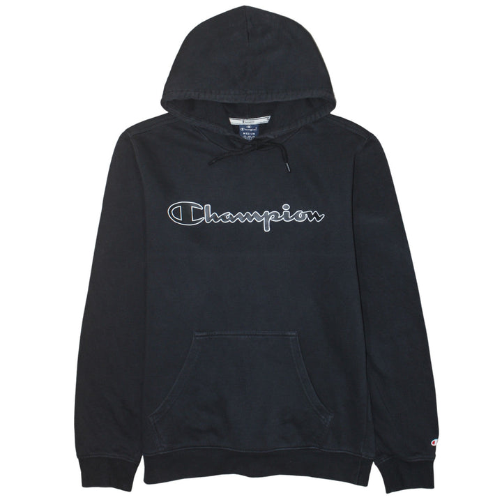 Champion Men’s Black Pullover Hoodie Medium Logo Fleece Sweatshirt