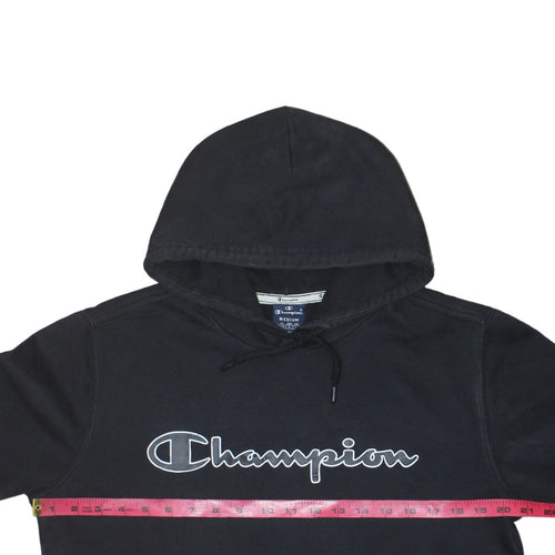 Champion Men’s Black Pullover Hoodie Medium Logo Fleece Sweatshirt